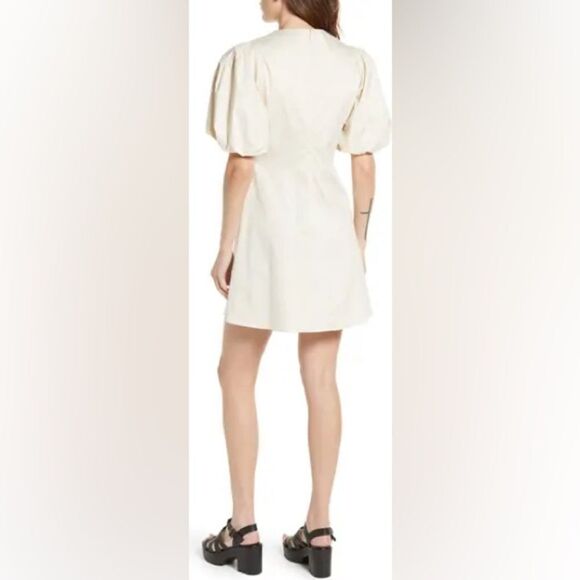 Frame Tie Neck Puff Sleeve Stretch Poplin Minidress medium - Picture 2 of 9